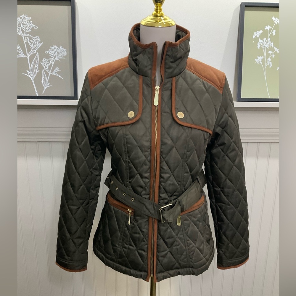 Vince Camuto Quilted Faux Leather Trim Jacket | Medium - Picture 2 of 5